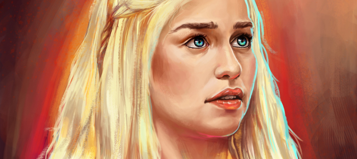 Emilia Clarke Game Of Thrones Painting wallpaper 720x320