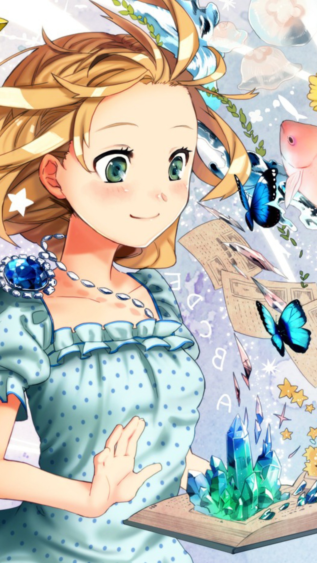 Sfondi Cute Anime Girl with Book 1080x1920
