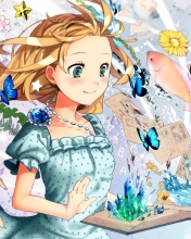 Обои Cute Anime Girl with Book 176x220
