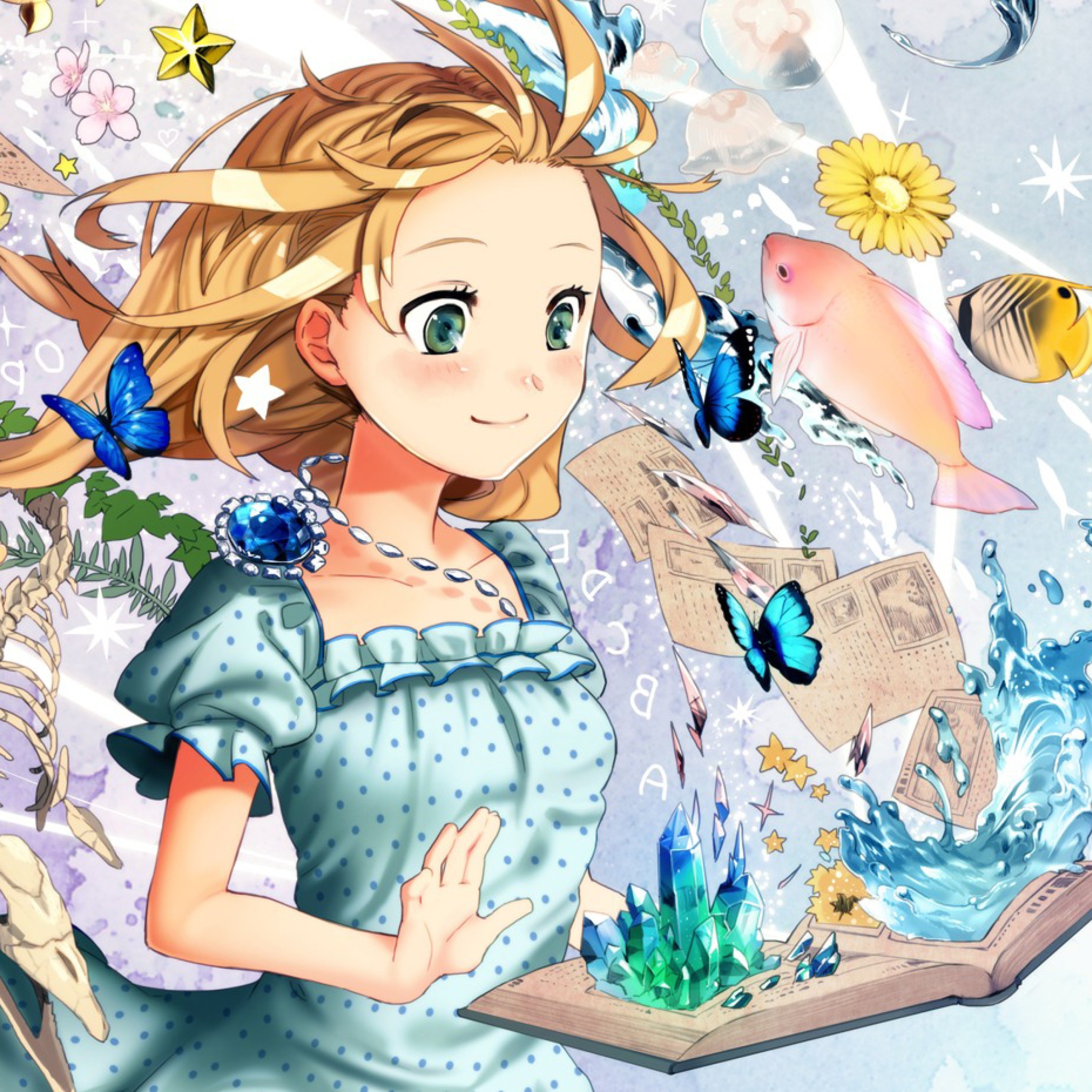 Das Cute Anime Girl with Book Wallpaper 2048x2048