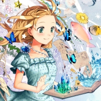 Das Cute Anime Girl with Book Wallpaper 208x208