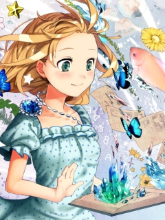 Das Cute Anime Girl with Book Wallpaper 240x320
