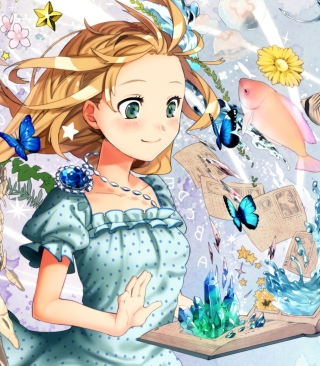 Cute Anime Girl with Book - Obrázkek zdarma pro 240x400