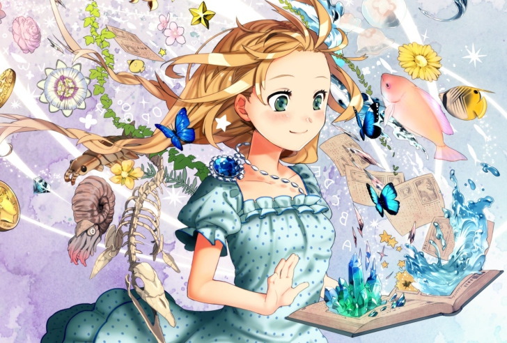 Fondo de pantalla Cute Anime Girl with Book