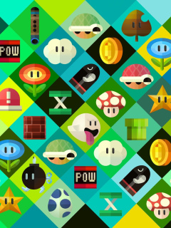 Fondo de pantalla Super Mario power ups Abilities in Nintendo 240x320