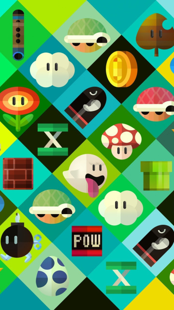 Super Mario power ups Abilities in Nintendo wallpaper 360x640