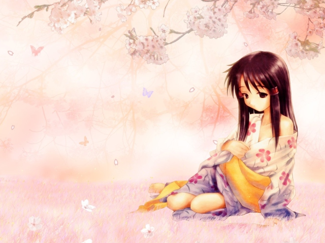 Sakura Girl wallpaper 640x480