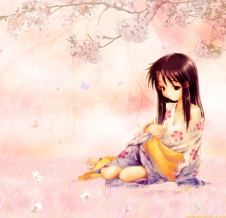 Sakura Girl Wallpaper for iPad