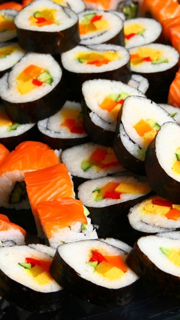 Das Japanese Sushi Rolls Wallpaper 360x640