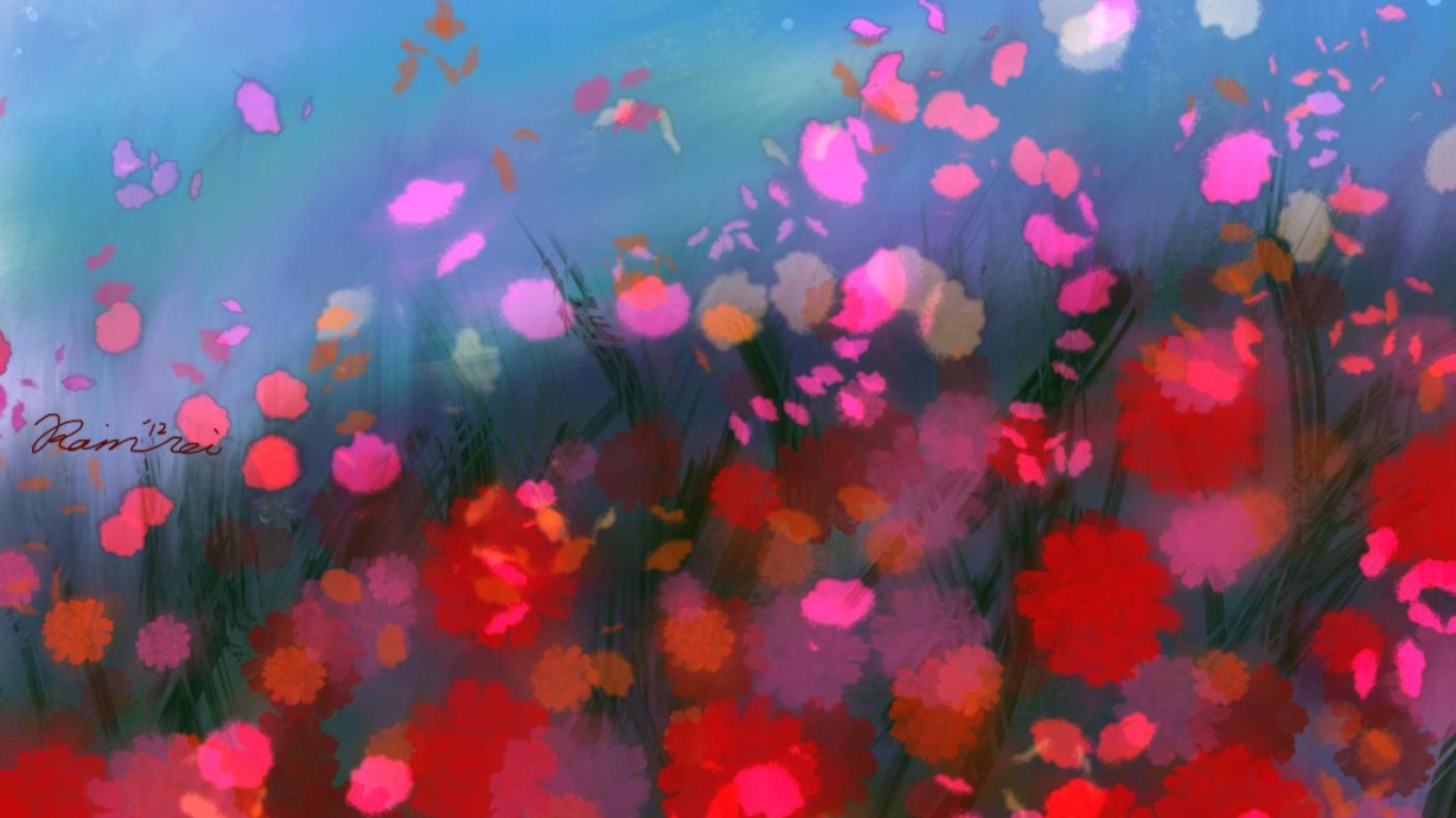Fondo de pantalla Flower Abstract Painting 1366x768