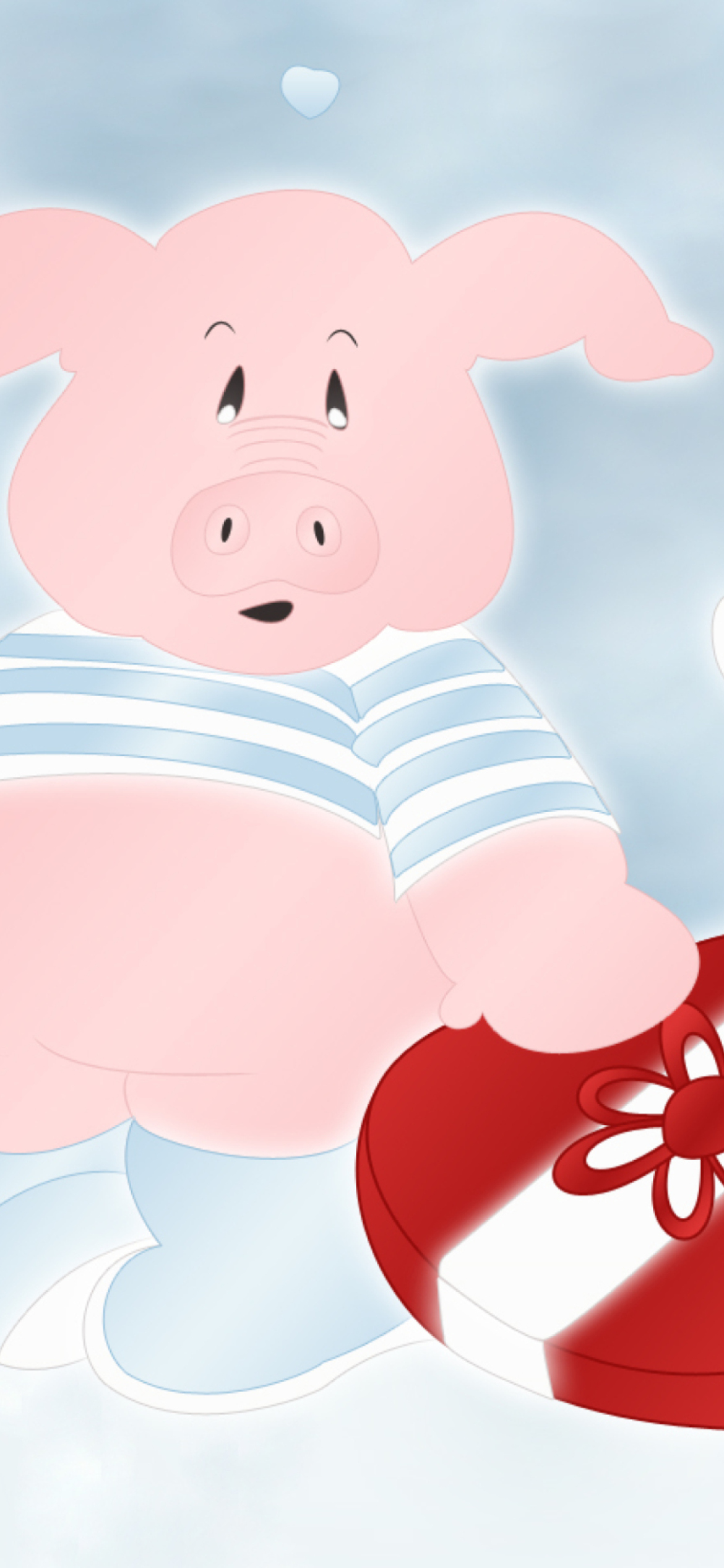Fondo de pantalla Pink Pig With Heart 1170x2532