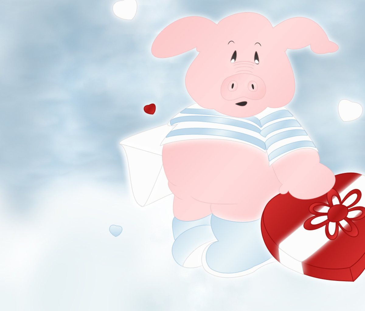 Pink Pig With Heart wallpaper 1200x1024