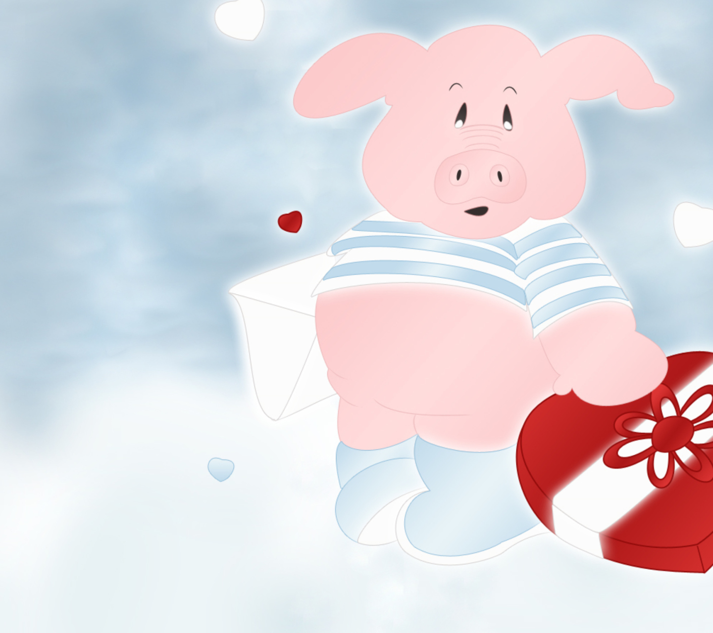 Обои Pink Pig With Heart 1440x1280