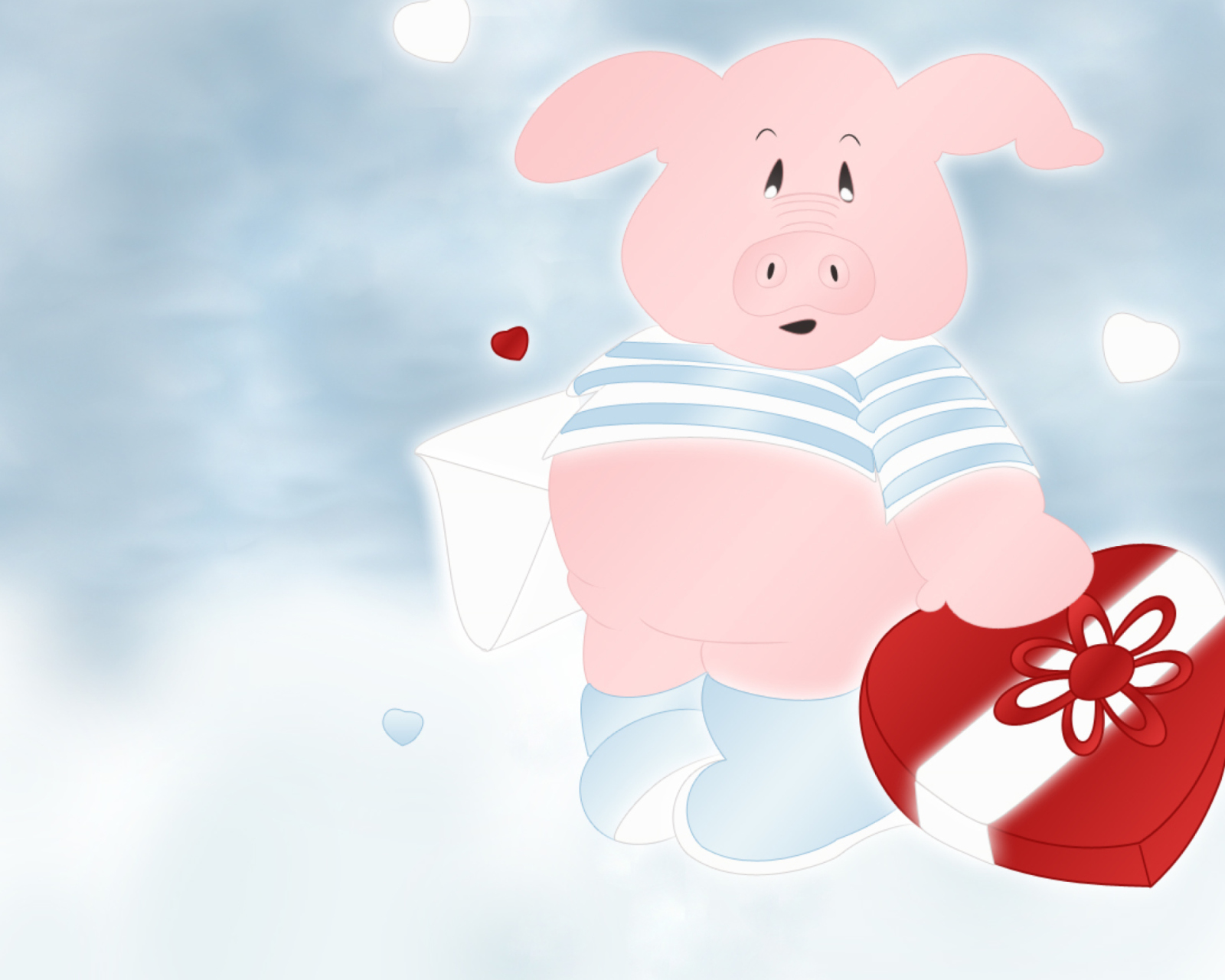 Pink Pig With Heart wallpaper 1600x1280