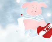 Das Pink Pig With Heart Wallpaper 176x144