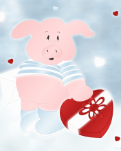 Обои Pink Pig With Heart 176x220