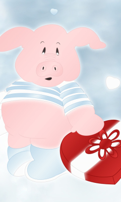 Pink Pig With Heart wallpaper 240x400