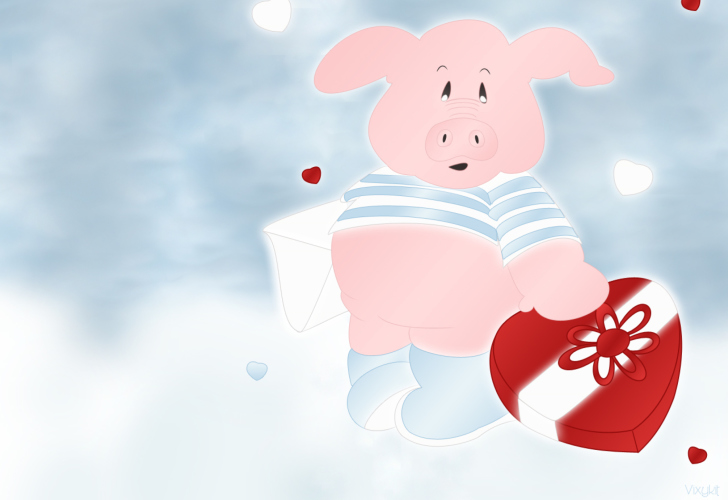 Fondo de pantalla Pink Pig With Heart