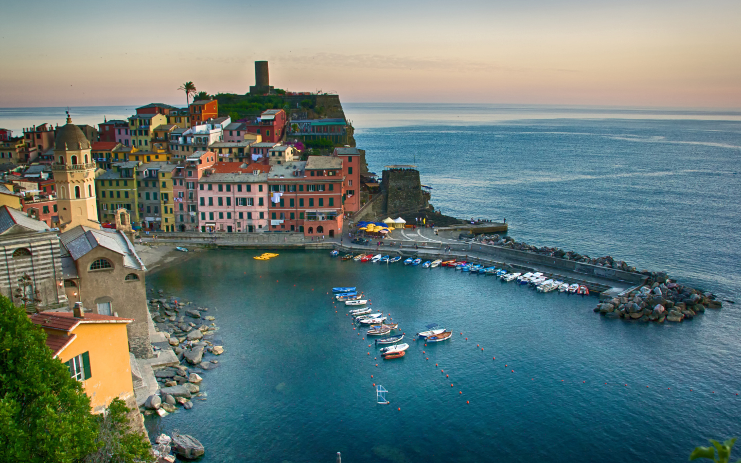 Обои Vernazza, Cinque Terre, Italy, Ligurian Sea 1440x900
