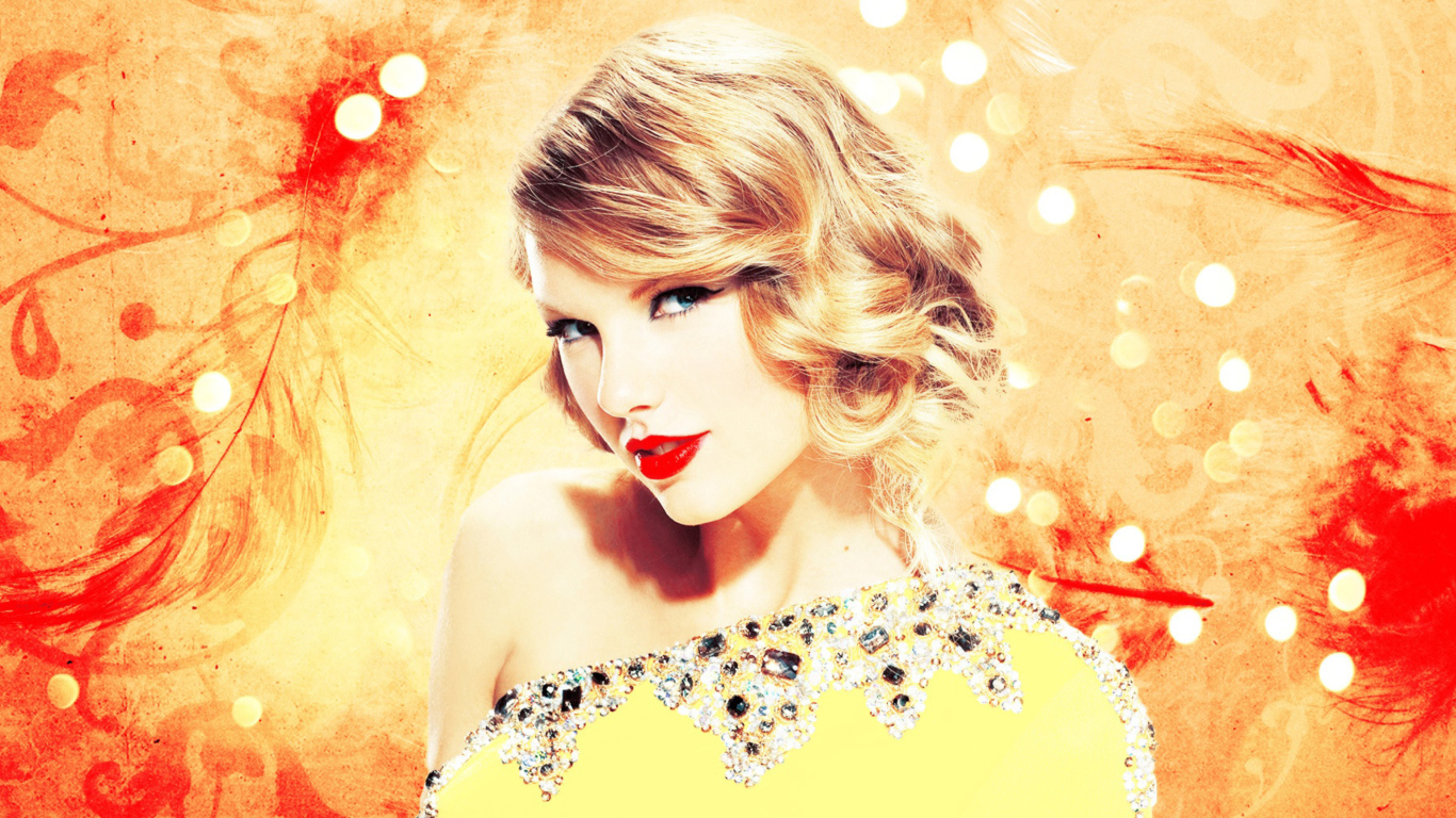 Обои Taylor Swift In Sparkling Dress 1366x768