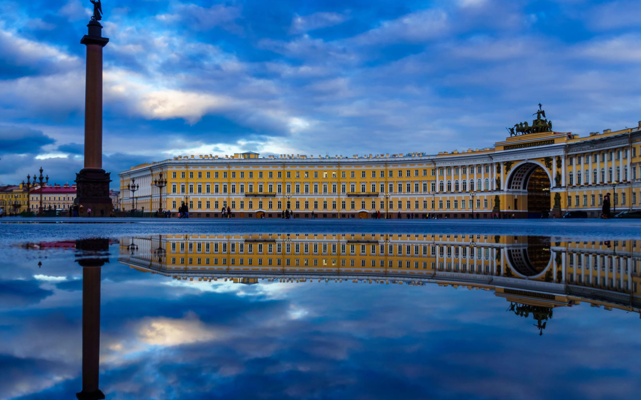 Das Saint Petersburg, Winter Palace, Alexander Column Wallpaper 1280x800