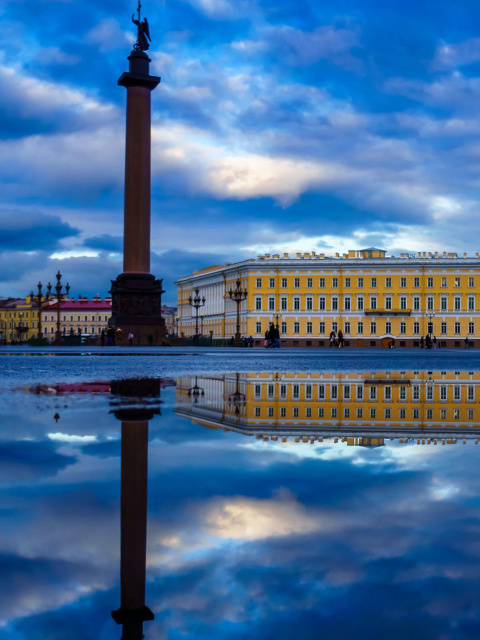 Das Saint Petersburg, Winter Palace, Alexander Column Wallpaper 480x640