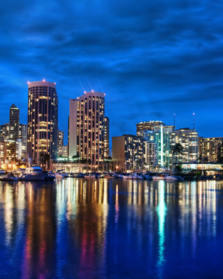 Waikiki Skyline At Night Hawaii - Obrázkek zdarma pro 128x160