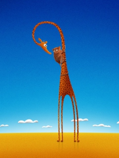 Das Funny Giraffe With Friend Wallpaper 240x320