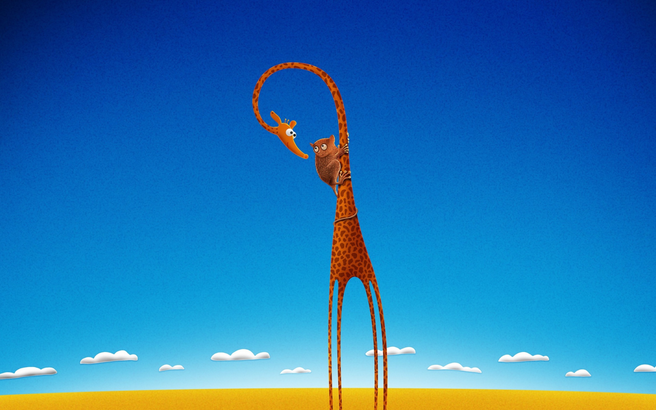 Funny Giraffe With Friend wallpaper 2560x1600