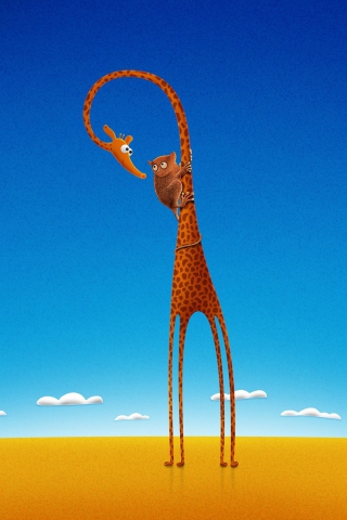 Funny Giraffe With Friend wallpaper 320x480