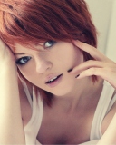 Redhead In White Top wallpaper 128x160