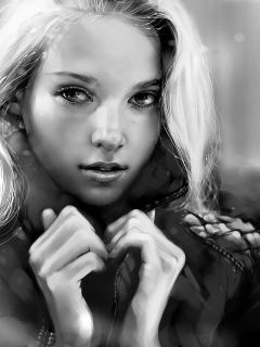 Das Black And White Blonde Painting Wallpaper 240x320