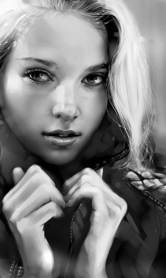 Screenshot №1 pro téma Black And White Blonde Painting 240x400