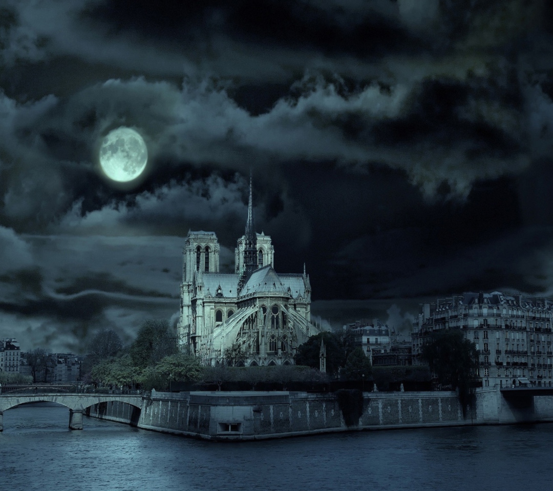 Обои Notre Dame De Paris At Night 1080x960