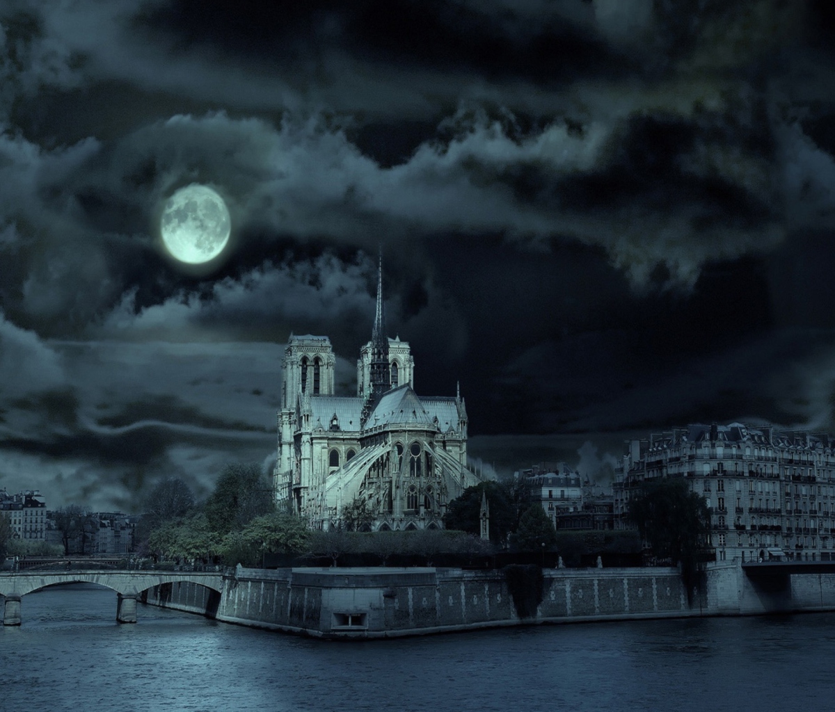 Screenshot №1 pro téma Notre Dame De Paris At Night 1200x1024