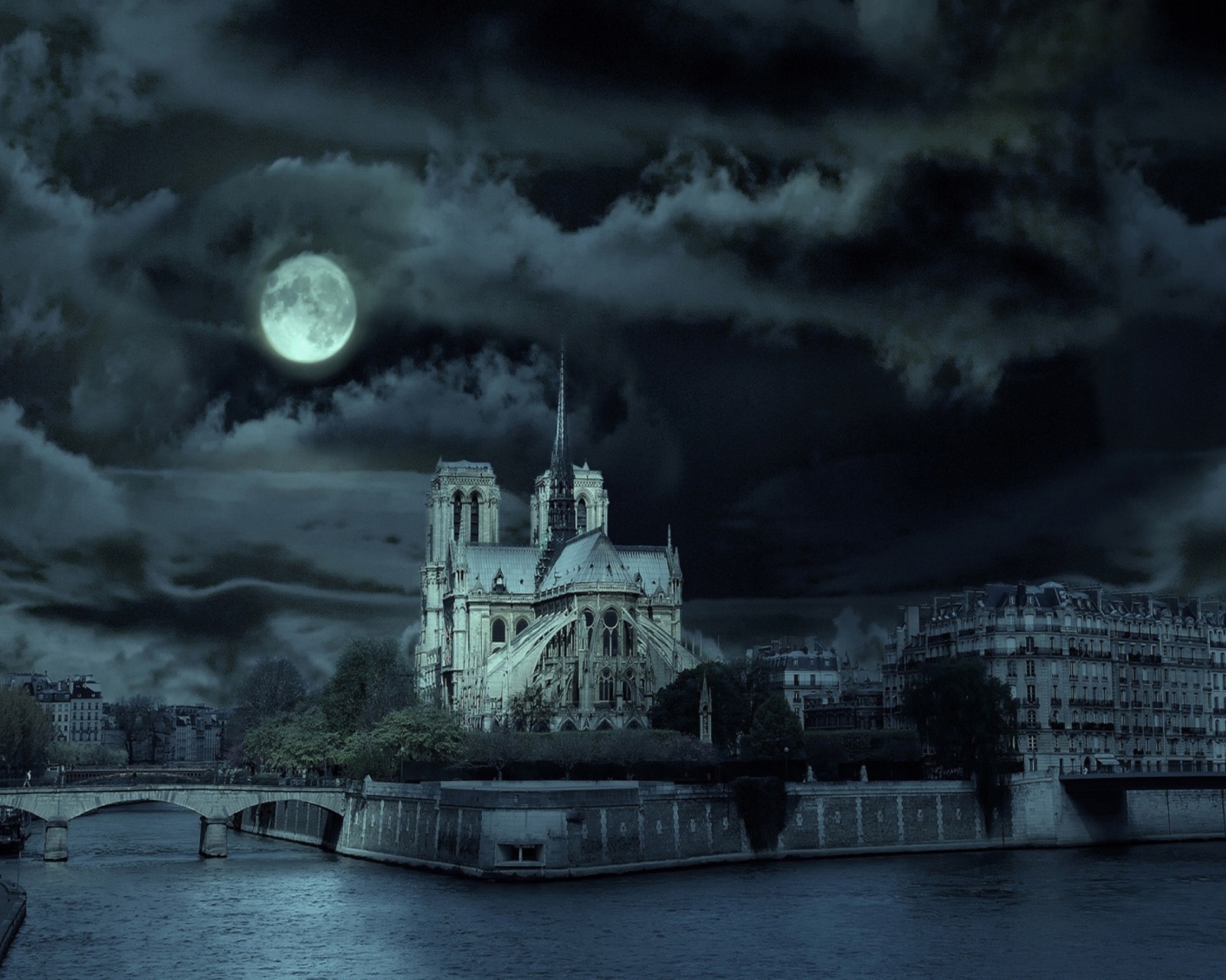 Screenshot №1 pro téma Notre Dame De Paris At Night 1600x1280