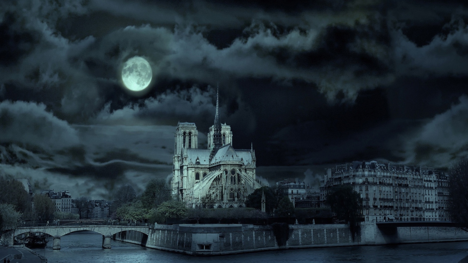 Das Notre Dame De Paris At Night Wallpaper 1920x1080