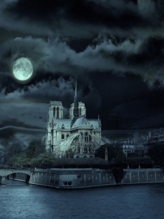 Notre Dame De Paris At Night wallpaper 240x320
