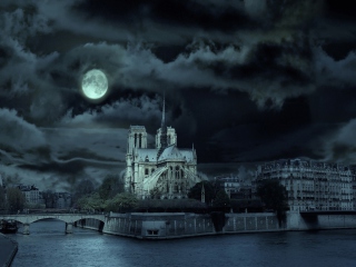 Notre Dame De Paris At Night wallpaper 320x240