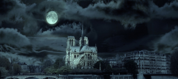 Notre Dame De Paris At Night wallpaper 720x320