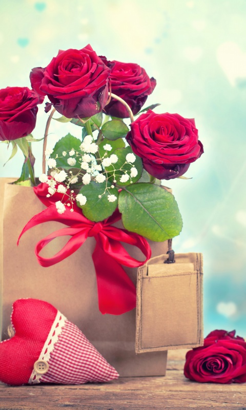 Send Valentines Day Roses wallpaper 480x800