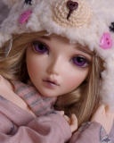 Beautiful Doll With Deep Purple Eyes wallpaper 128x160