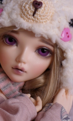 Sfondi Beautiful Doll With Deep Purple Eyes 240x400