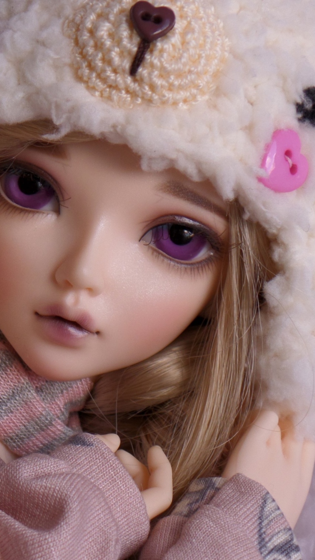 Beautiful Doll With Deep Purple Eyes wallpaper 640x1136