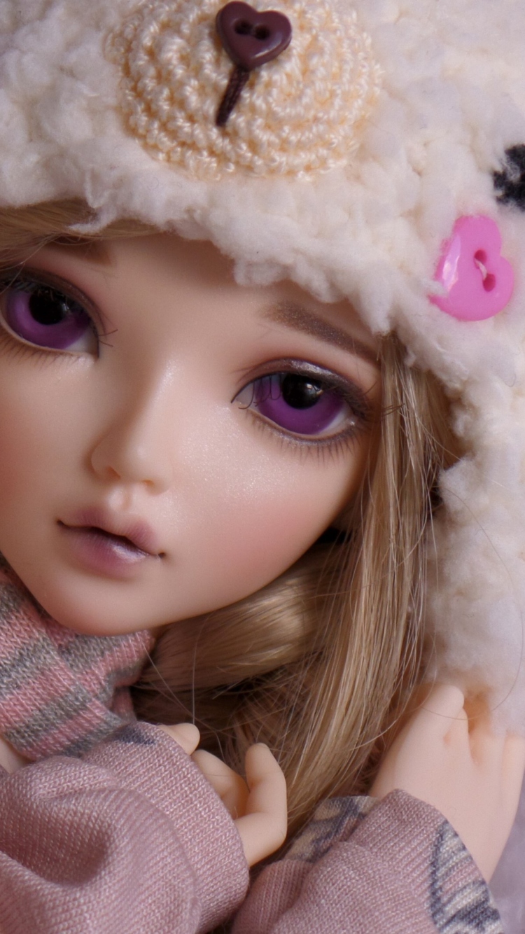 Sfondi Beautiful Doll With Deep Purple Eyes 750x1334
