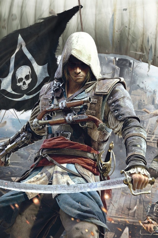 Das Assassins Creed 4 Black Flag Game Wallpaper 320x480