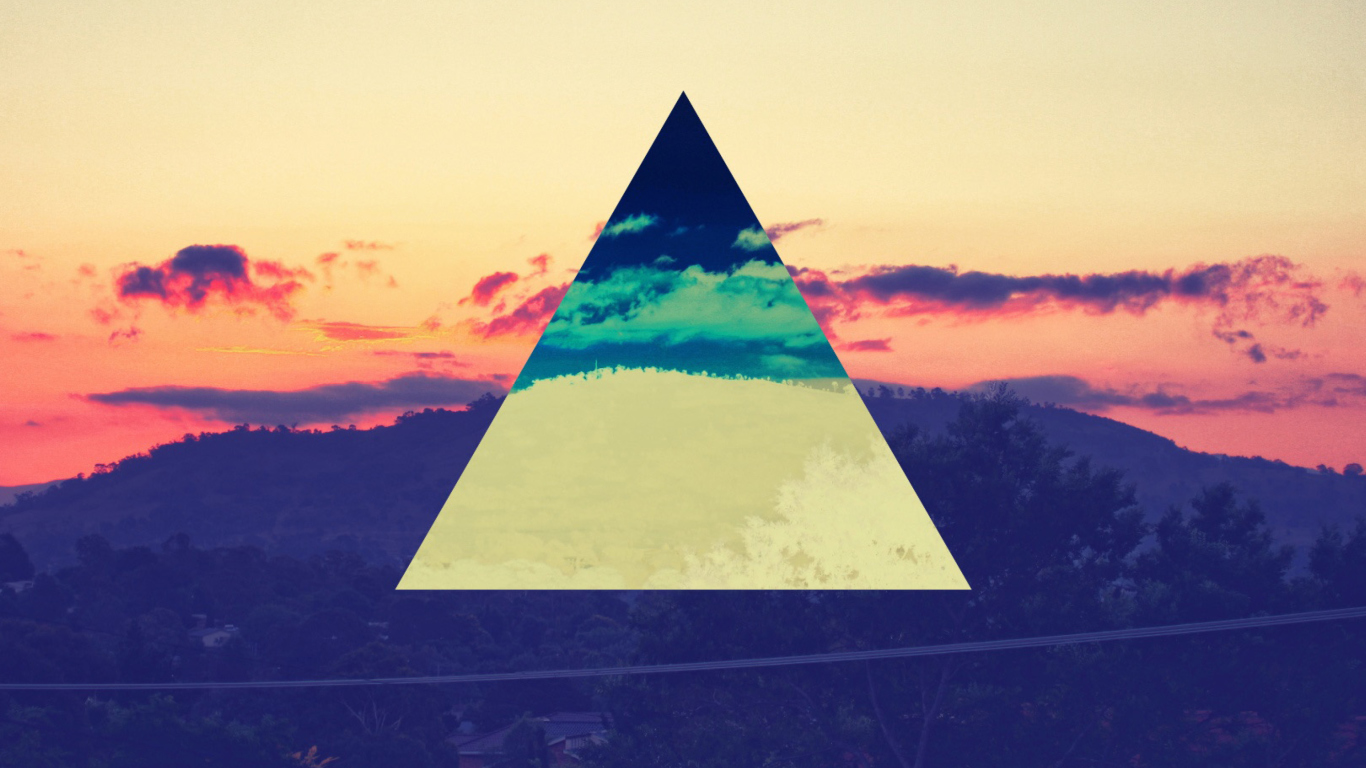 Das Sunset Inverted Colour Triangle Wallpaper 1366x768