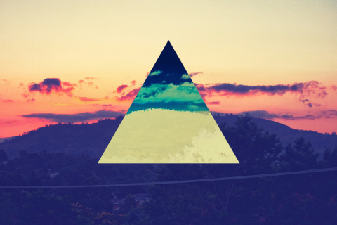 Sunset Inverted Colour Triangle wallpaper 480x320