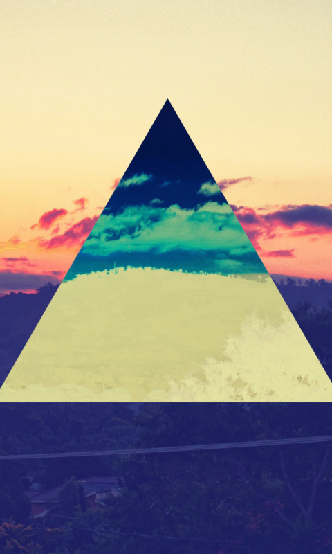 Das Sunset Inverted Colour Triangle Wallpaper 480x800
