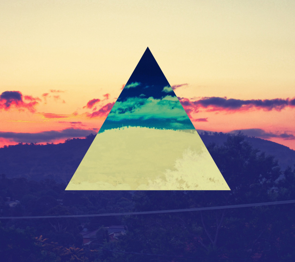 Sunset Inverted Colour Triangle wallpaper 960x854